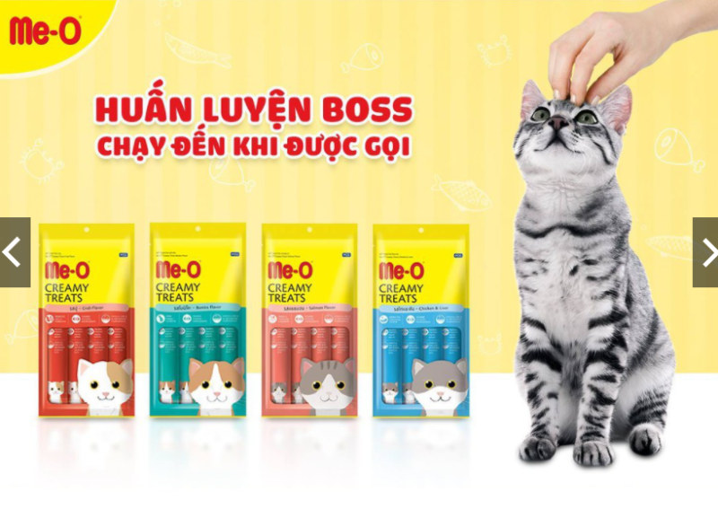 Thức Ăn Dinh Dưỡng Đồ Ăn Vặt Bánh Thưởng 4 Thanh Cho Mèo Me-o Creamy Treats Gói 60g