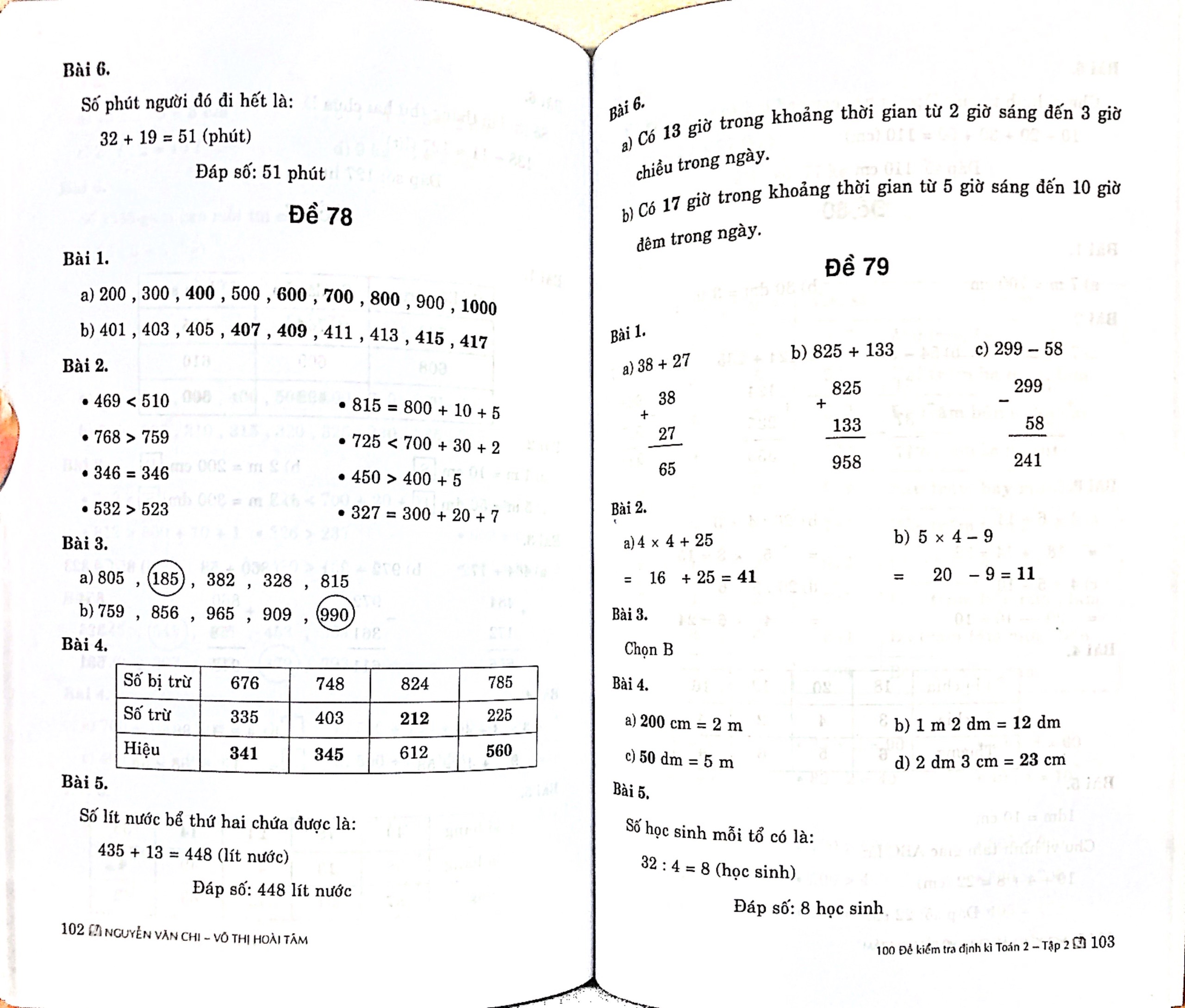 100 ĐỀ KIỂM TRA ĐỊNH KÌ TOÁN LỚP 2 - TẬP 2