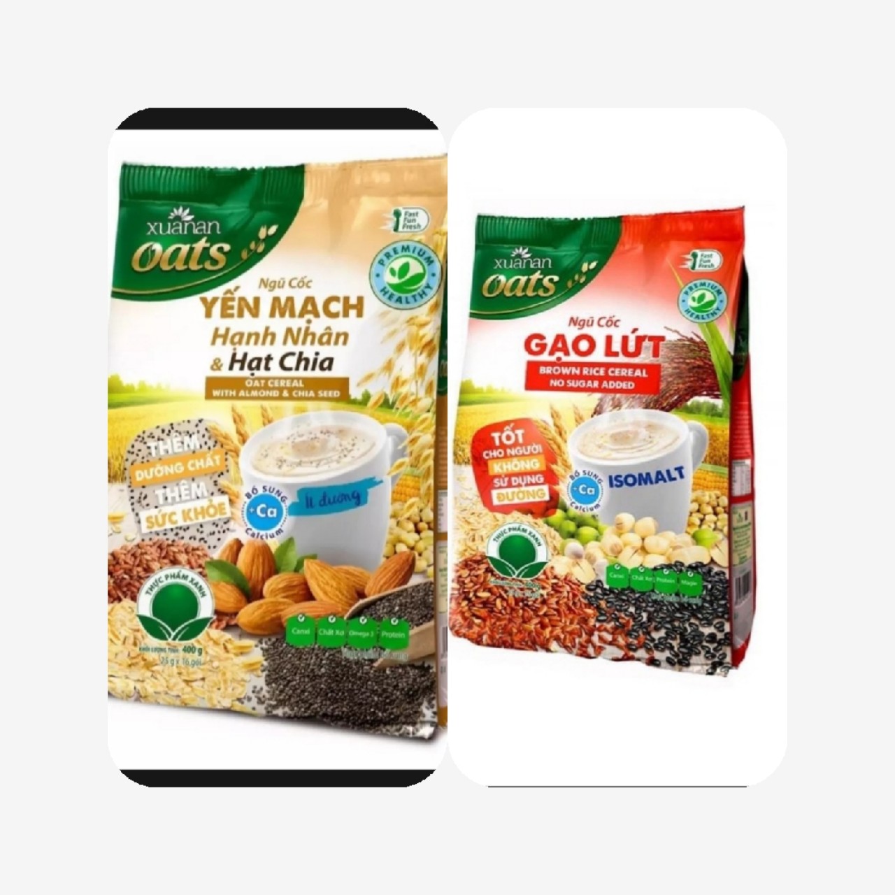 Combo Ngũ Cốc Yến Mạch Hạnh Nhân 200g + Ngũ Cốc Gạo Lứt Huyết Rồng Ăn Kiêng Xuân An 400gr(Tặng  KM Bất Kỳ)