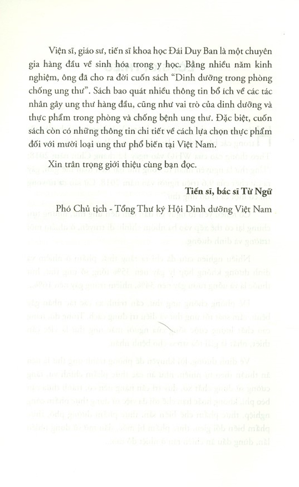 Dinh Dưỡng Trong Phòng Chống Ung Thư