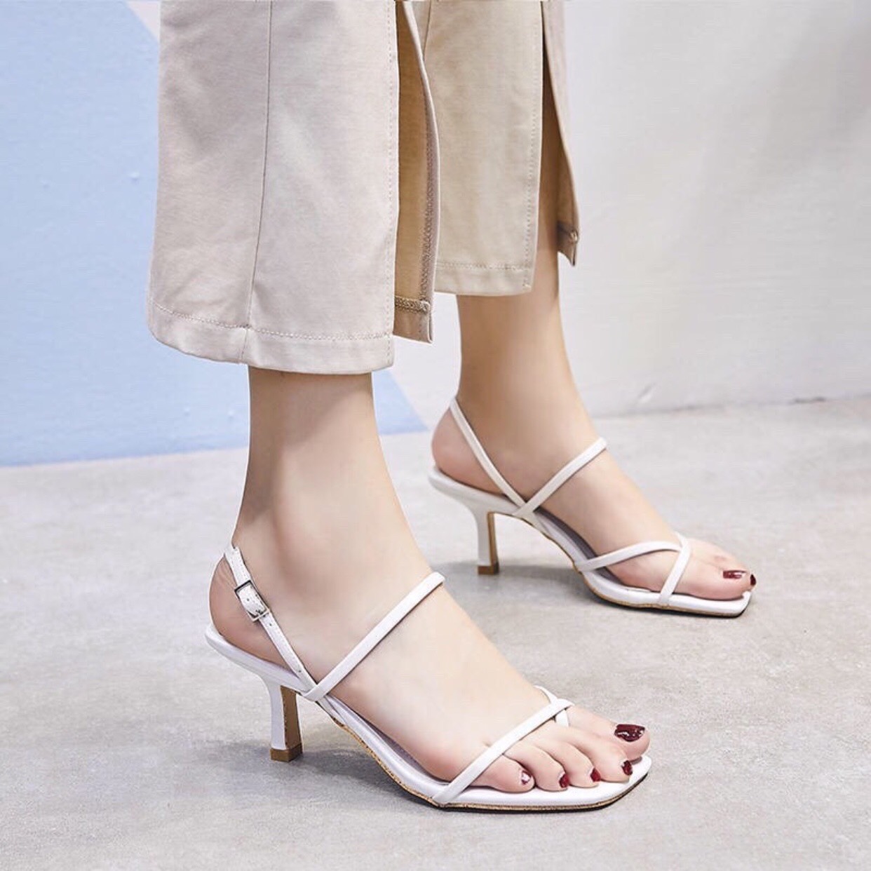 Giày cao gót 7 phân dây mảnh xỏ ngón LT (SD043)