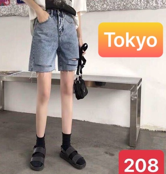 QUẦN SHORT SỌT JEAN LỬNG KIỂU NGỐ NỮ CHẤT BÒ XANH WASH RÁCH HOT GIRL XÌ TEEN LƯNG CAO NÂNG MÔNG DB-207 - TOKYO FASHION