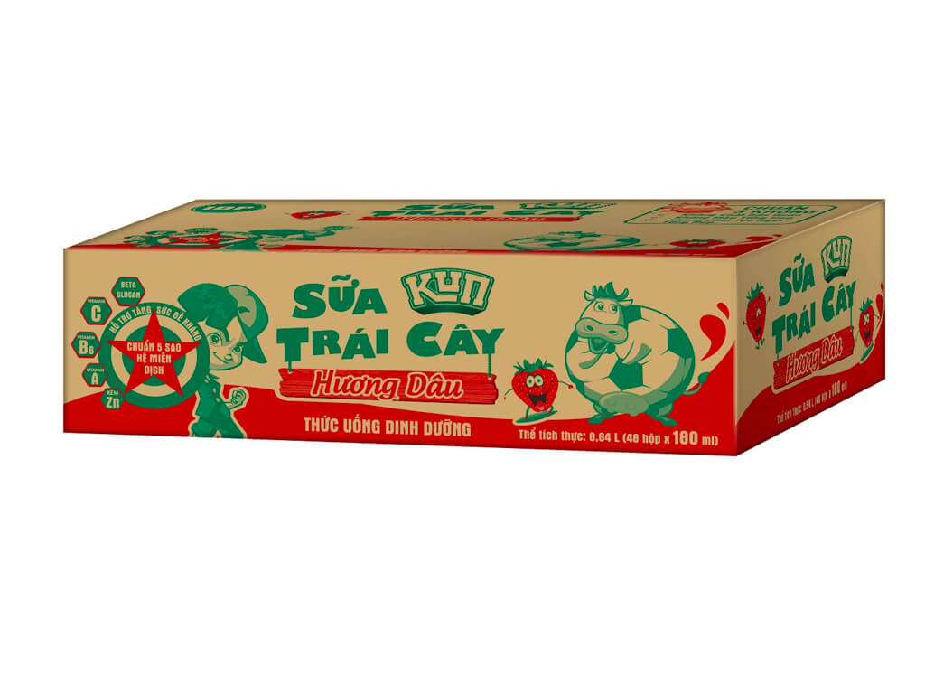 Thùng 48 hộp sữa trái cây LiF Kun hương trái cây nhiệt đới hộp 180ml
