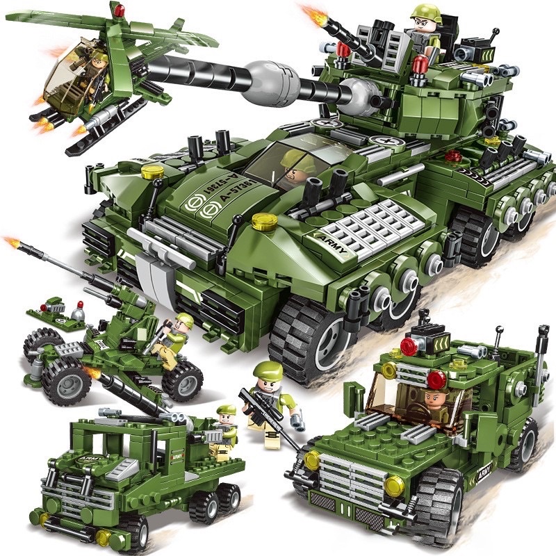Bộ xếp hình Lego xe tăng , Lego xe bọc thép , Lego trực thăng
