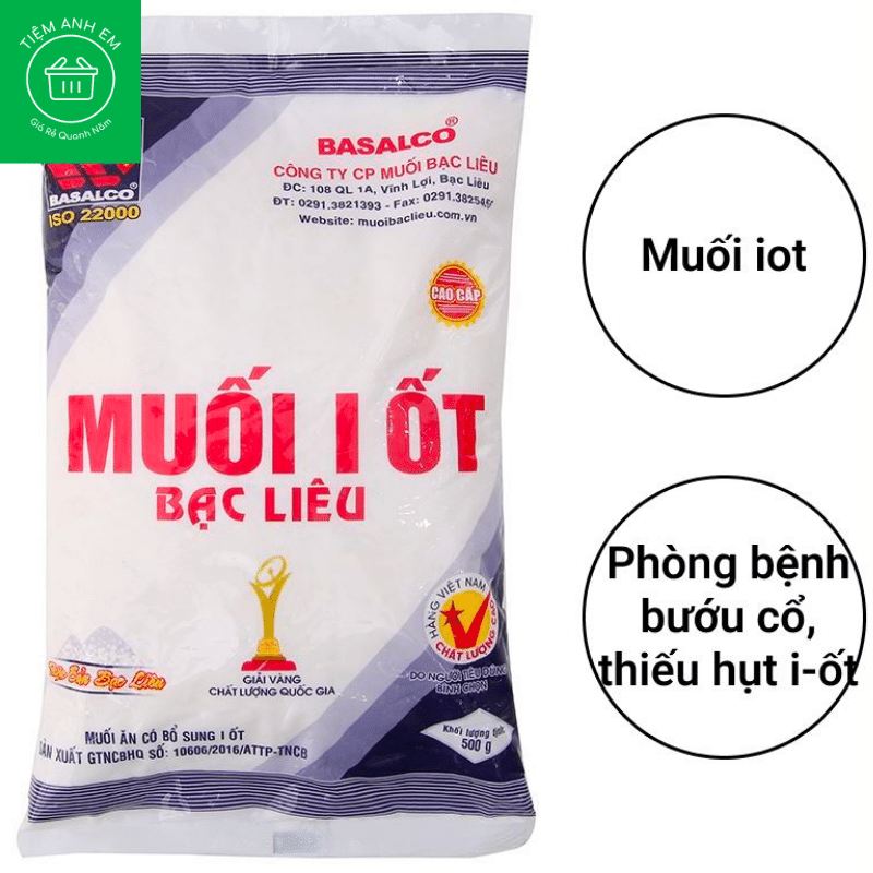 Muối I-ốt Bạc Liêu gói 500g