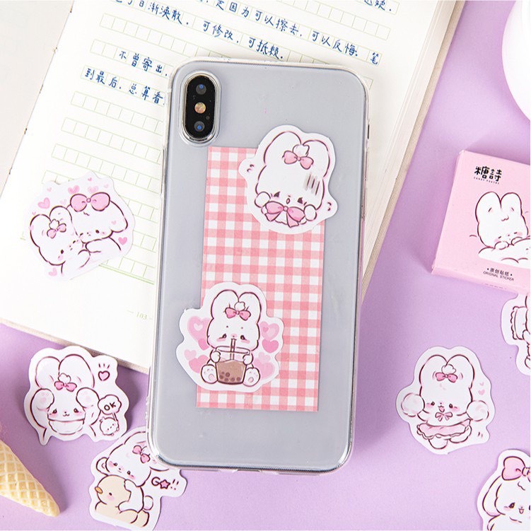 [HD41] Bộ 45 hình dán sticker Thỏ Con dễ thương trang trí sổ tay DIY