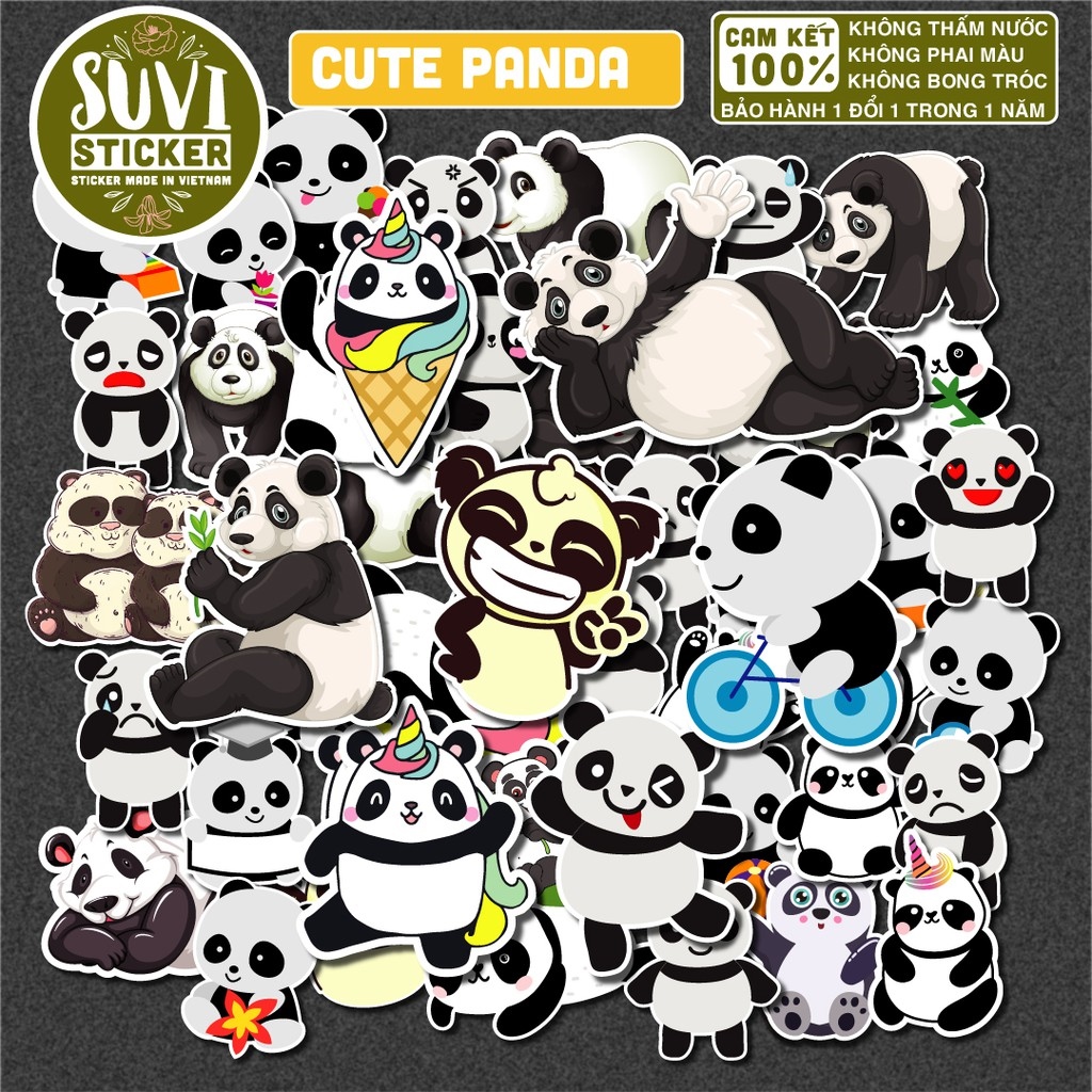 HANG Sticker Cute Panda chống nước sticker dán laptop điện thoại ...
