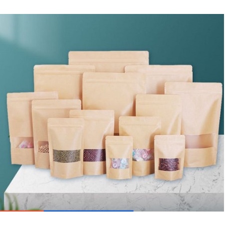 1kg Túi Zip Giấy Cửa Sổ đáy đứng-18x26