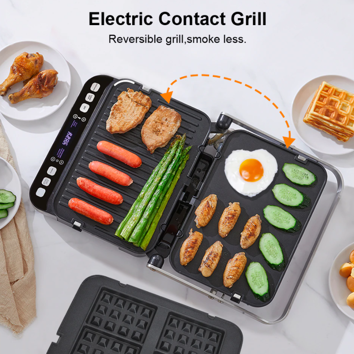 Máy làm bánh kiêm nướng 3 trong 1 cao cấp nhãn hiệu Biolomix BCG02D, công suất 2000W