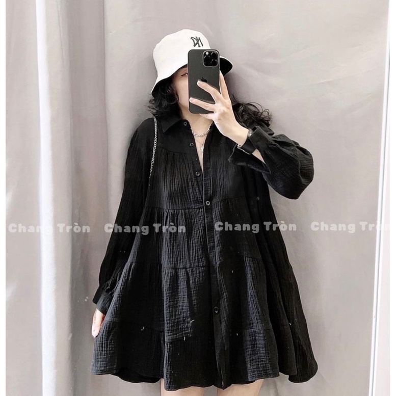 Đầm Baby Doll Đũi Xốp Bigsize - Chang tròn