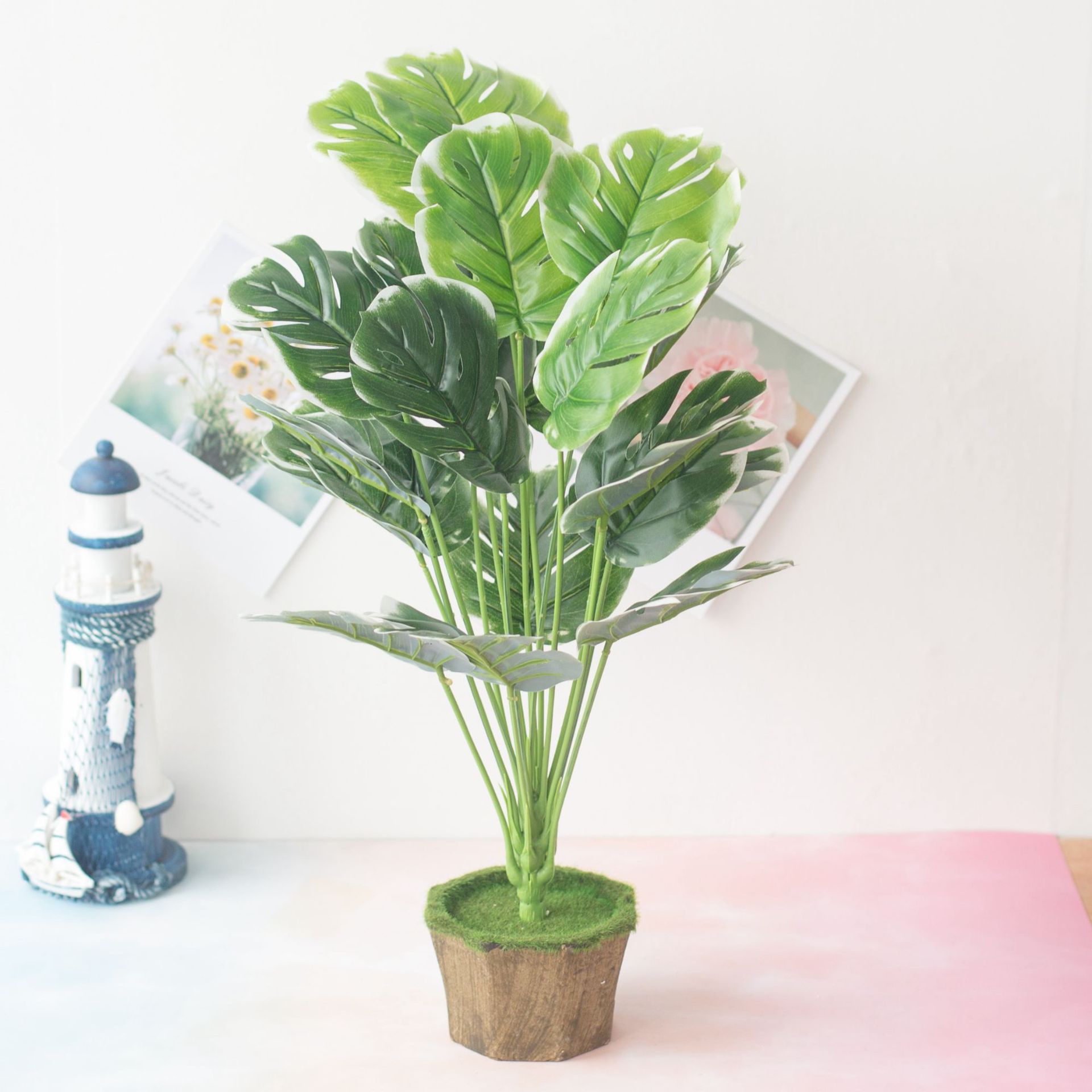 Cây giả trang trí, Cây lá rùa 18 lá 055 (cao 54cm)