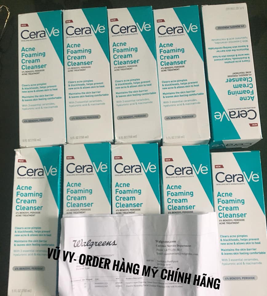 [Bill Walgreens] [Có sẵn]  Sữa rửa mặt Cerave Acne Foaming Cream Cleanser 150ml
