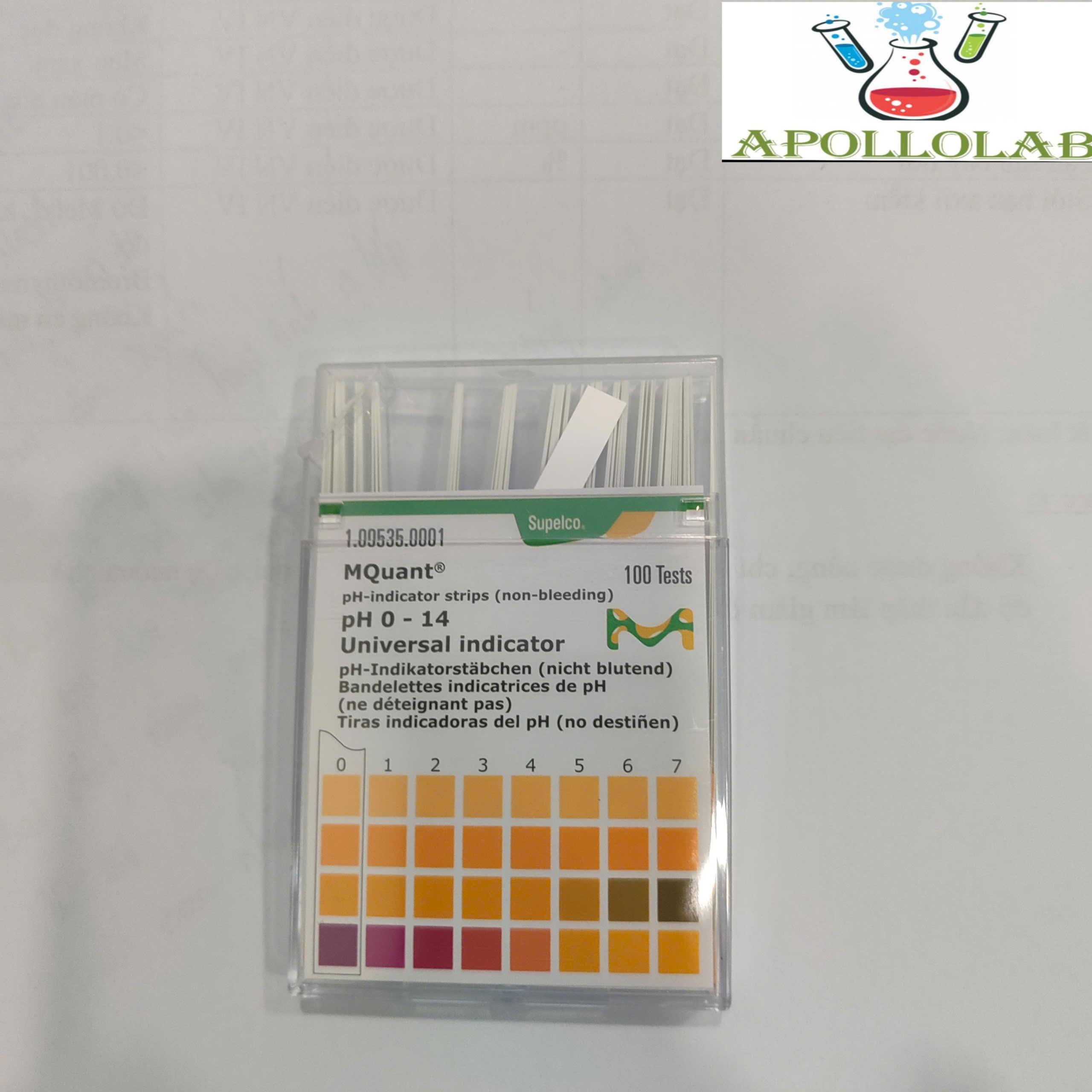 [HÀNG ĐỨC] Que đo pH 0-14 Merck Code 1.09535.0001 Hộp 100 que