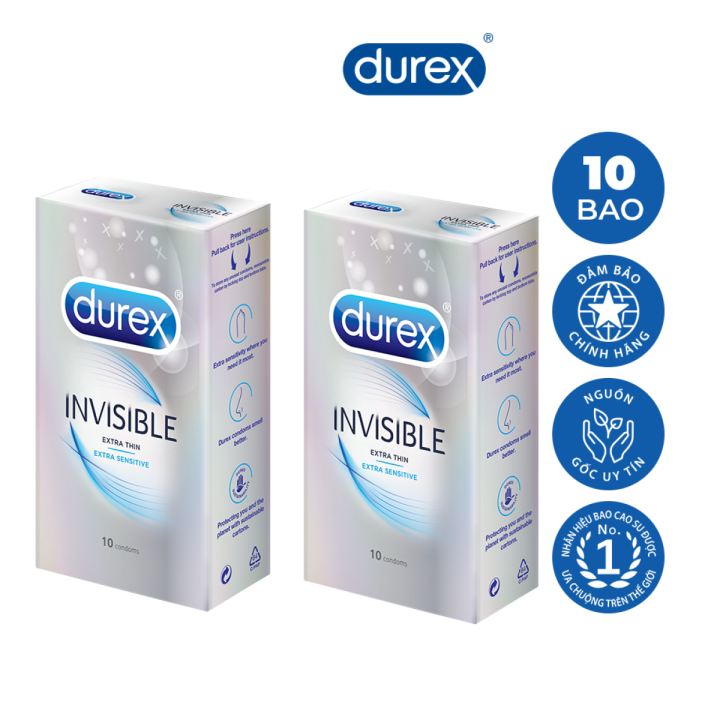 ComBo 2 Hộp Bao cao su Durex Invisible Extra Thin cực siêu mỏng 10 Chiếc
