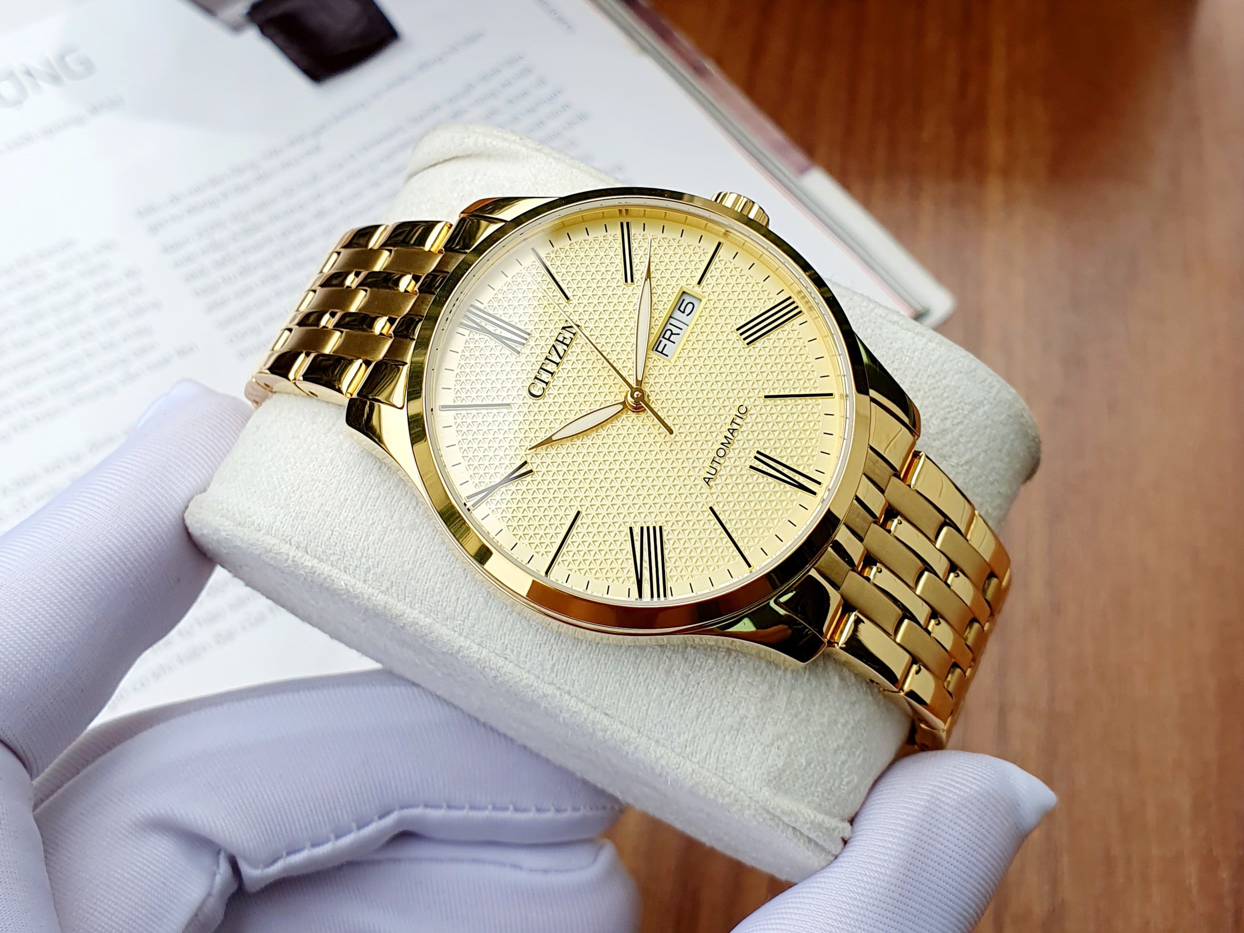 Đồng hồ Nam chính hãng Citizen Automatic NH8352-53P Mạ Vàng,Size 40