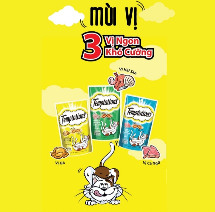 Thức ăn vặt cho mèo Temptations vị cá ngừ 85g