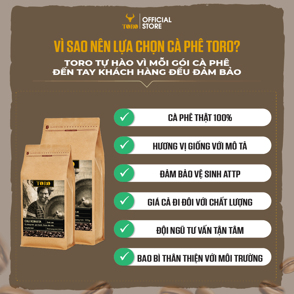 [250GR] Cà Phê Bột Toro Culi Robusta Nguyên Chất 100% | TORO FARM