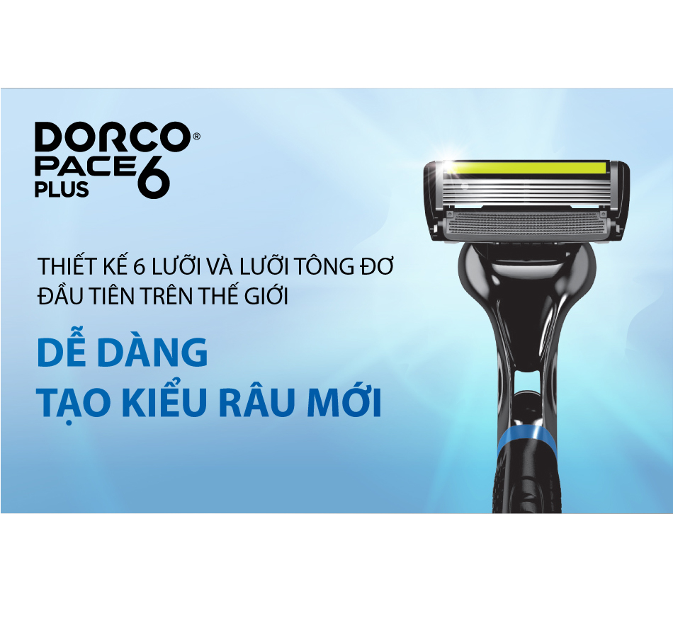 Dao cạo râu 6 lưỡi DORCO PACE 6 Plus (6 lưỡi + đầu cắt tóc mai)