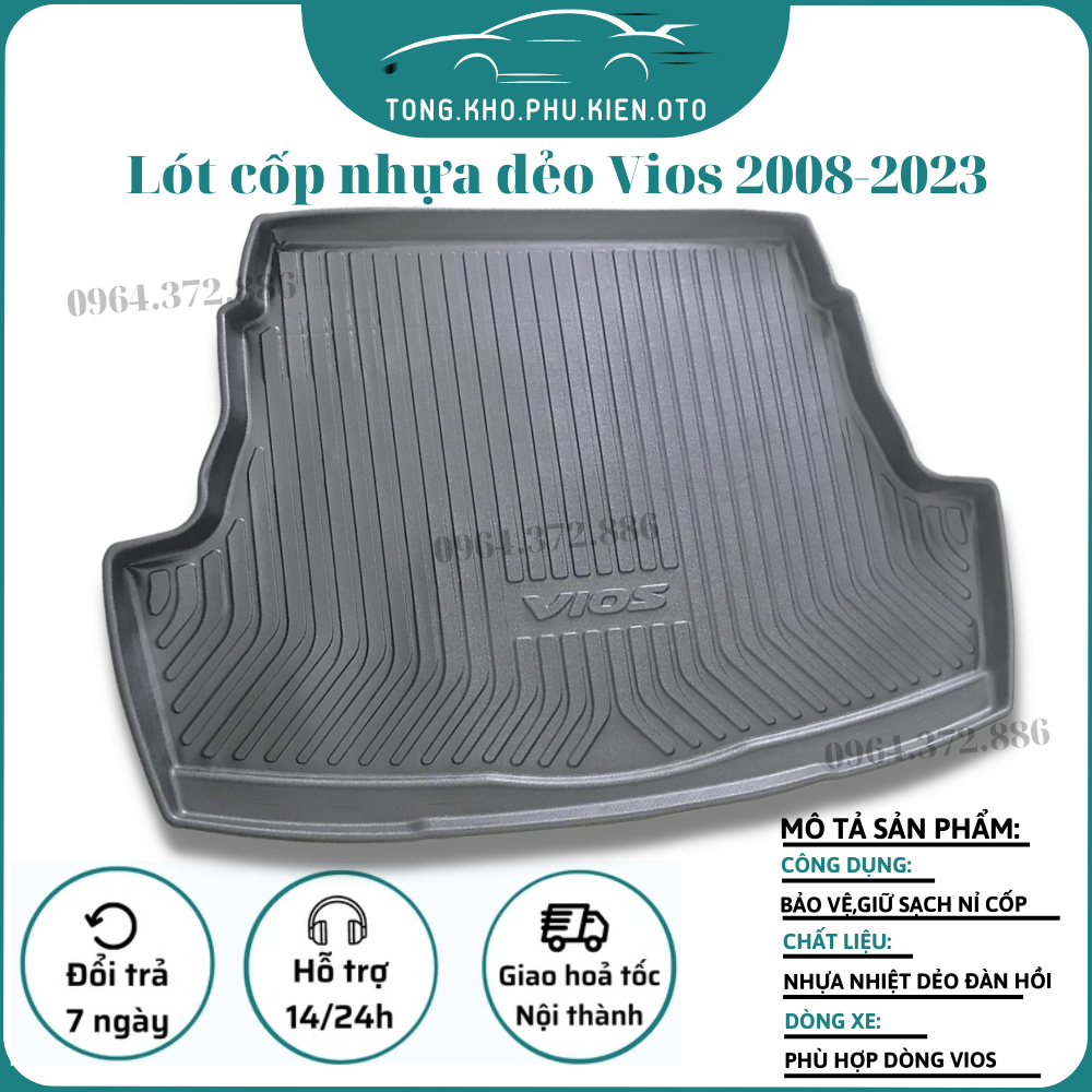 Lót cốp nhựa dẻo xe toyota vios 2008-2023 hàng dày đẹp