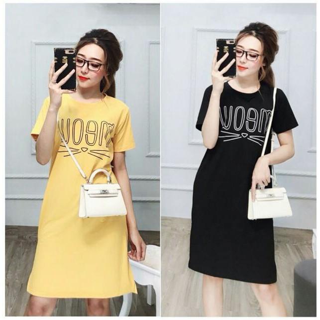 Đầm Suông Nữ in chữ Mèow