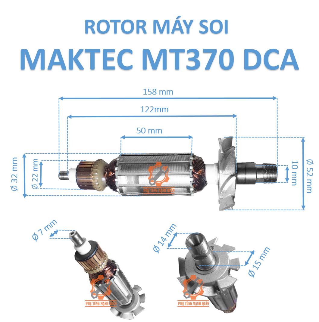 rotor/ruột máy soi Maktec MT370 MT372 / DCA AMP 03-6 / Makita 3701 (Thân 32 ly Dài 158 ly)  DCA VÀ DC tặng chổi than cao cấp