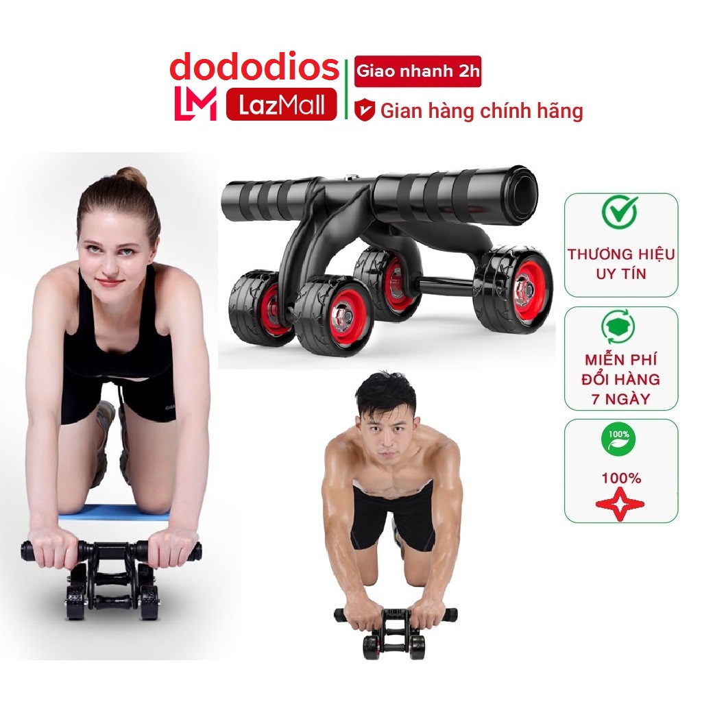 [LOẠI CẢI TIẾN] Con lăn tập bụng 4 bánh giúp cơ săn chắc tập gym được Tặng kèm miếng thảm tập yoga TPE - Hàng Chính Hãng dododios