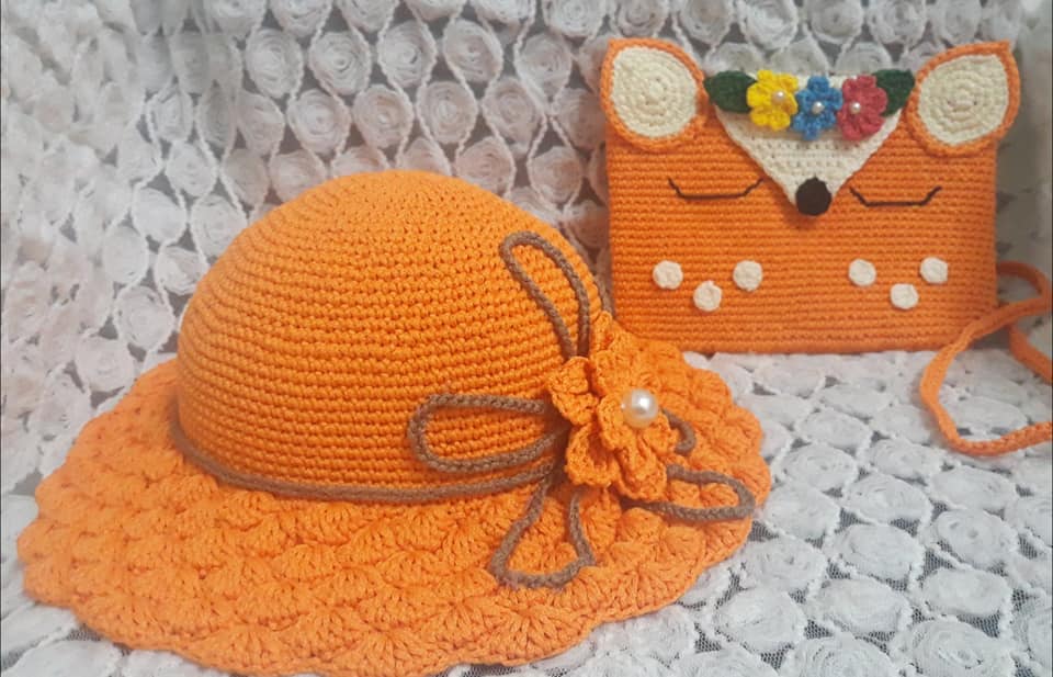 Combo túi  và nón hình  handmade chất liệu sợi dệt
