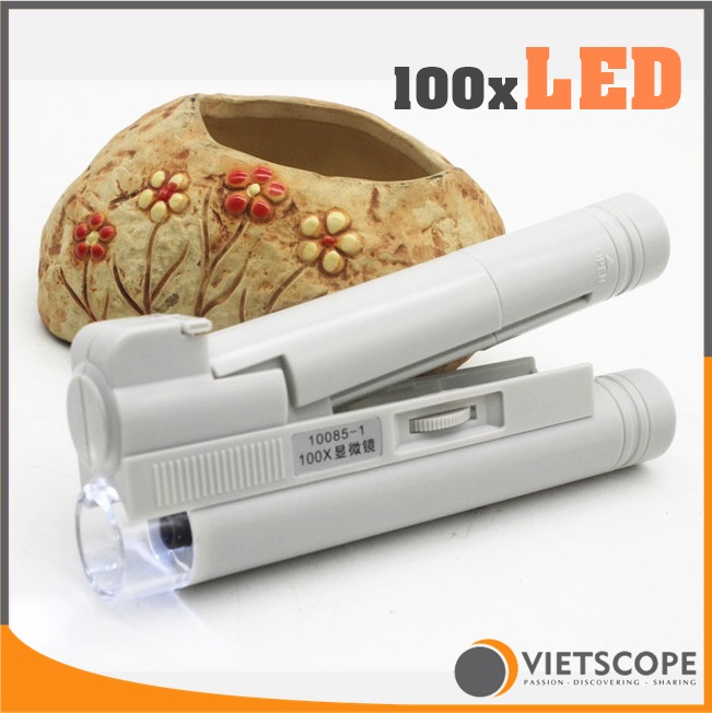 [HCM]Kính hiển vi 100x bỏ túi có LED kiêm đèn pin