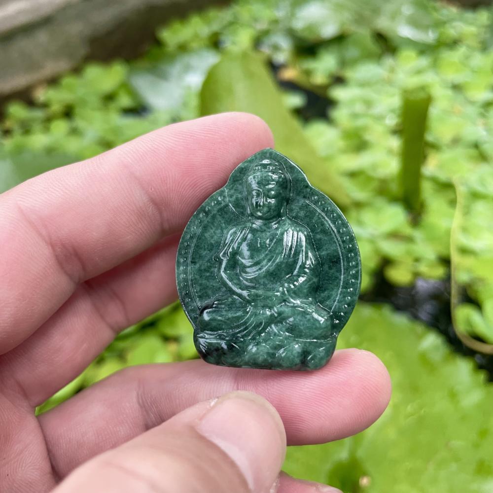 Mặt phật a di đà đá serpentine xanh ấn độ 4cm cp963