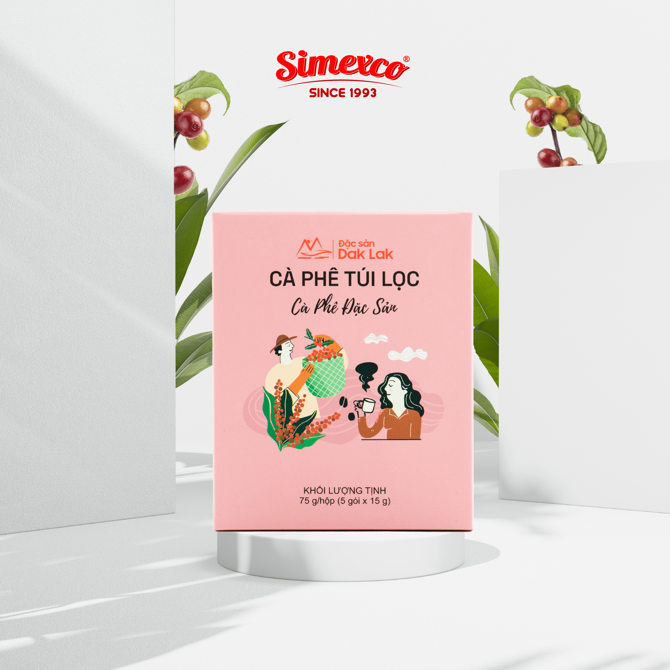 Cà phê túi lọc Simexco - Công thức Đặc sản - Cafe Fine Robusta (Hộp 75g chứa 5 gói 15g)
