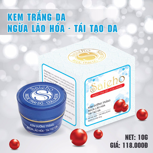 Kem dưỡng trắng - Ngừa lão hóa - Tái Tạo da dưỡng chất Ngọc Trai Đỏ - Collagen SAIEHO (10g)