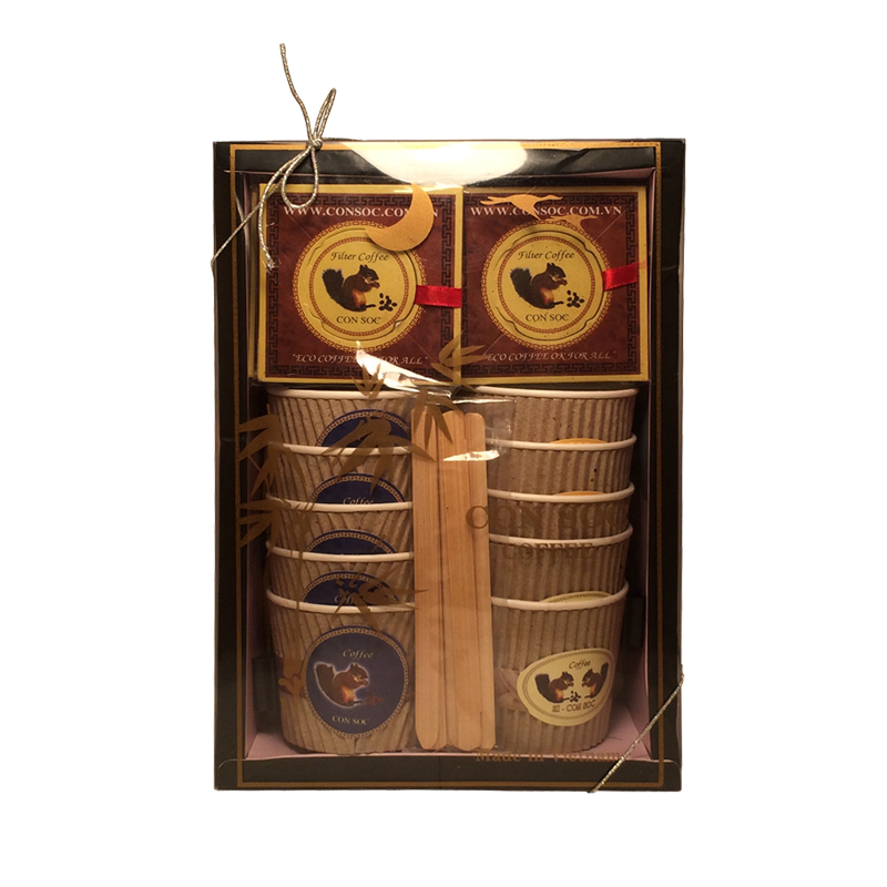 Paper filter milk coffee with cups