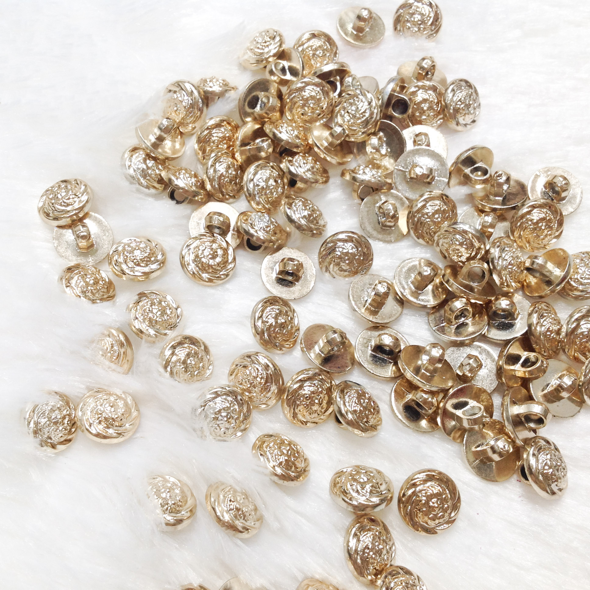 2 Cúc áo in hoa vàng nút áo khoác dạ tweed bông hoa bạc lấp lánh đính kết trang phục [1 GÓI 2 NÚT] Khuy áo măng tô veston