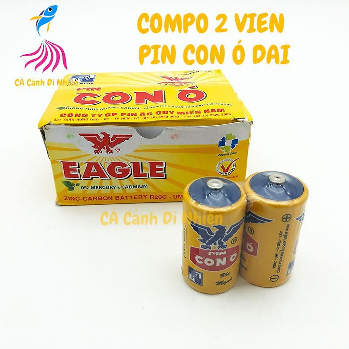 Compo 2 cục pin con ó đại size d 1.5v pinaco