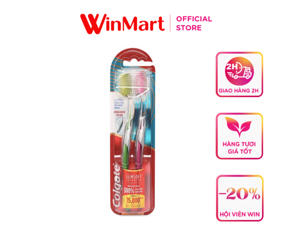- Bộ 2 bàn chải đánh răng Colgate slimsoft advanced