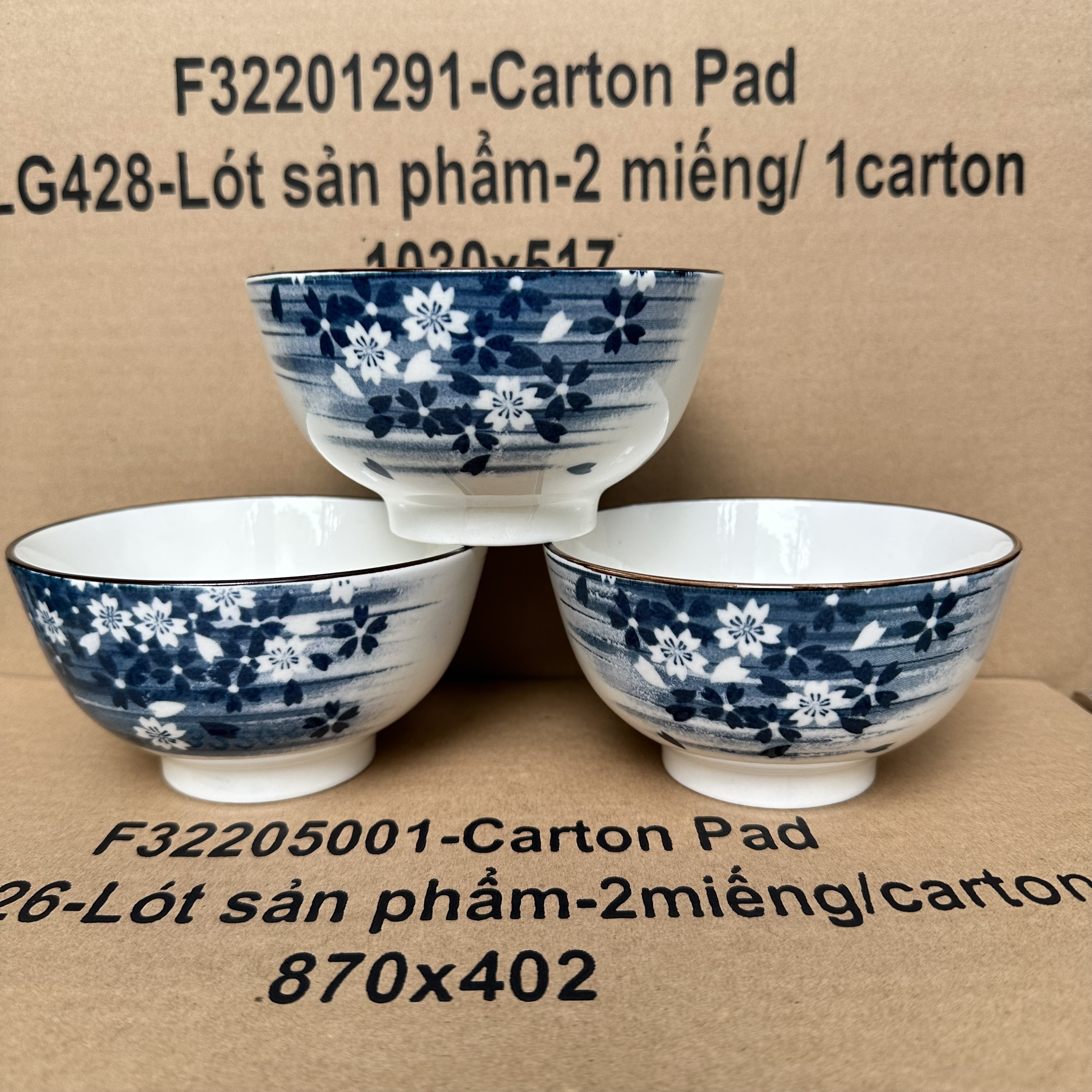 Bộ 10 chén sứ ăn cơm - bộ chén màu xanh trắng ( giao màu ngẫu nhiên )