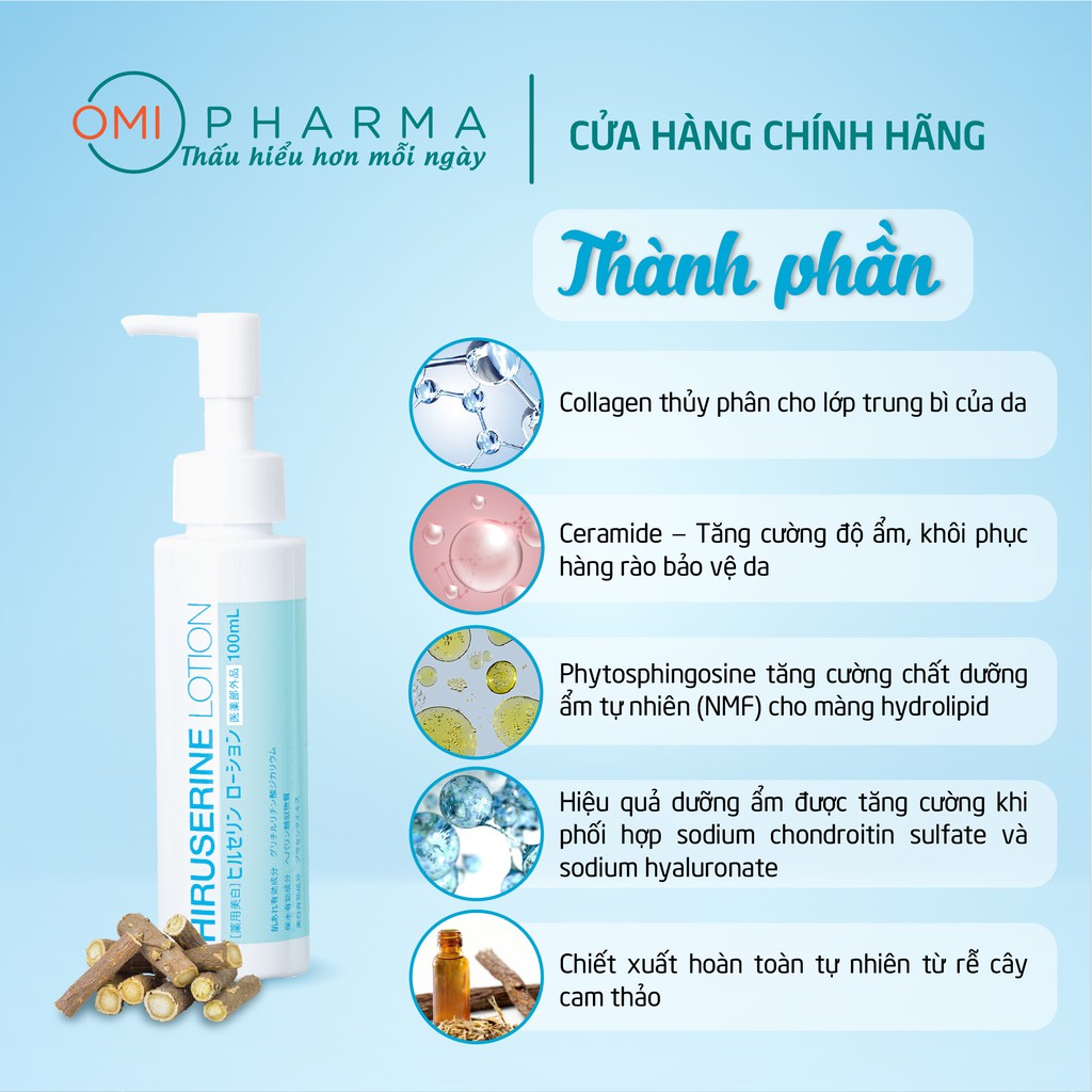 [QUÀ TẶNG KEM DƯỠNG TAY HATOMUGI] Sữa Dưỡng Mềm Mịn Và Làm Trắng Da Hiruserine Lotion (100ml)  ( Dưỡng Trắng Da Chỉ Sau 1 Tuần)