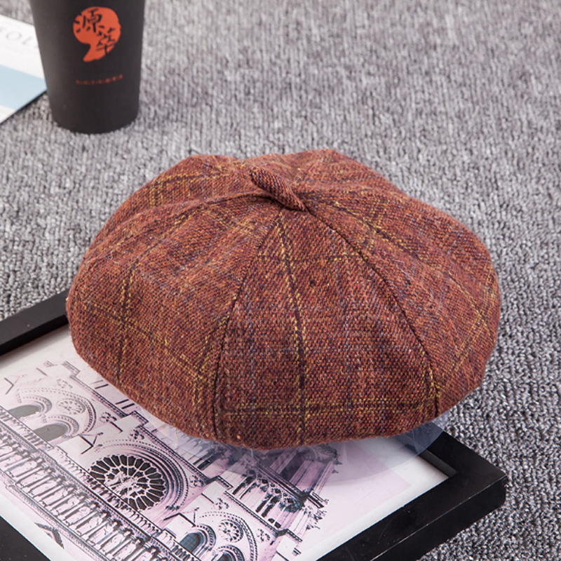 Mũ nồi beret caro có dây rút