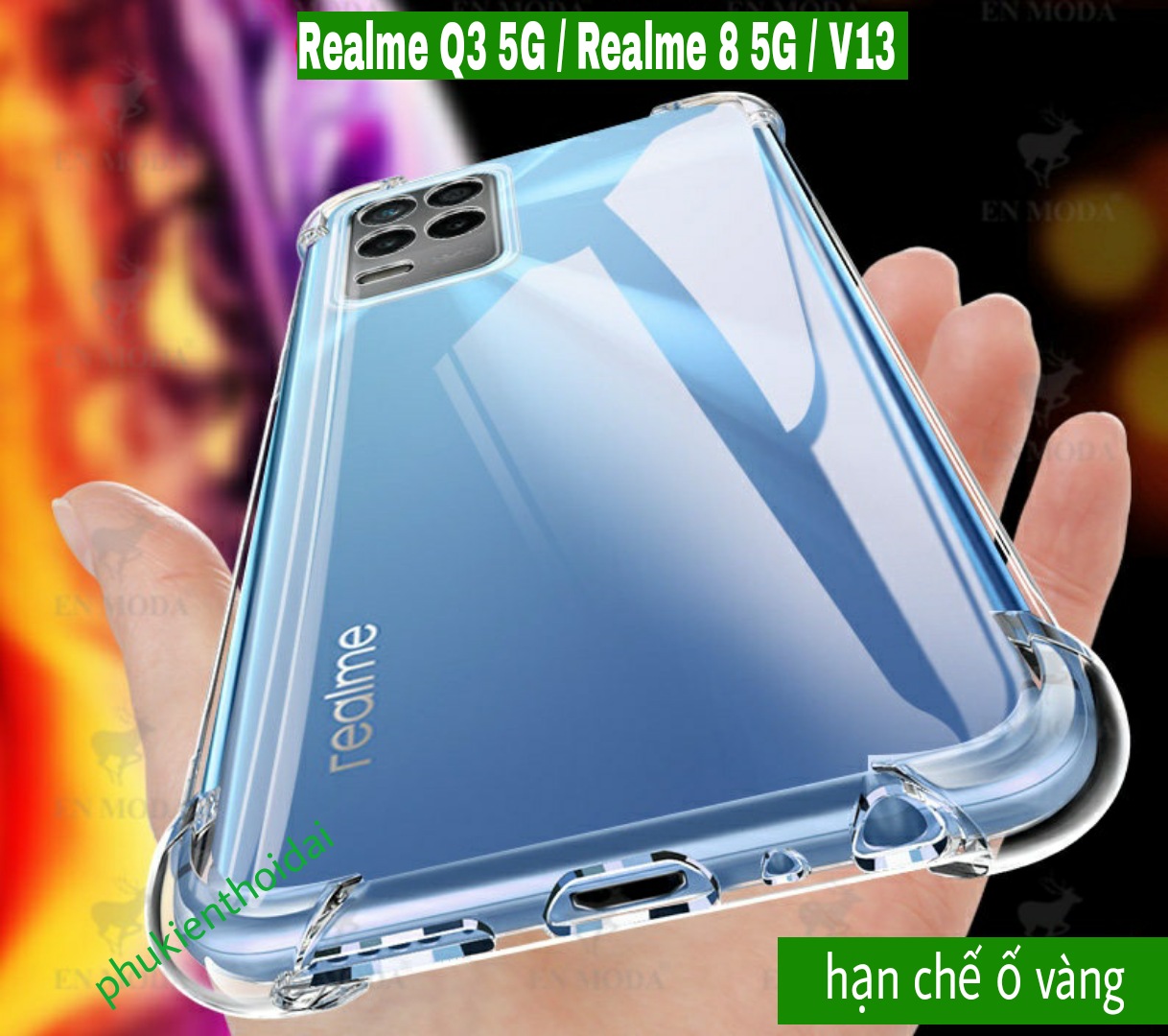 Ốp lưng Realme Q3 / Realme 8 5G / V13 dùng chung dẻo trong suốt lồi 4 góc ôm khít máy