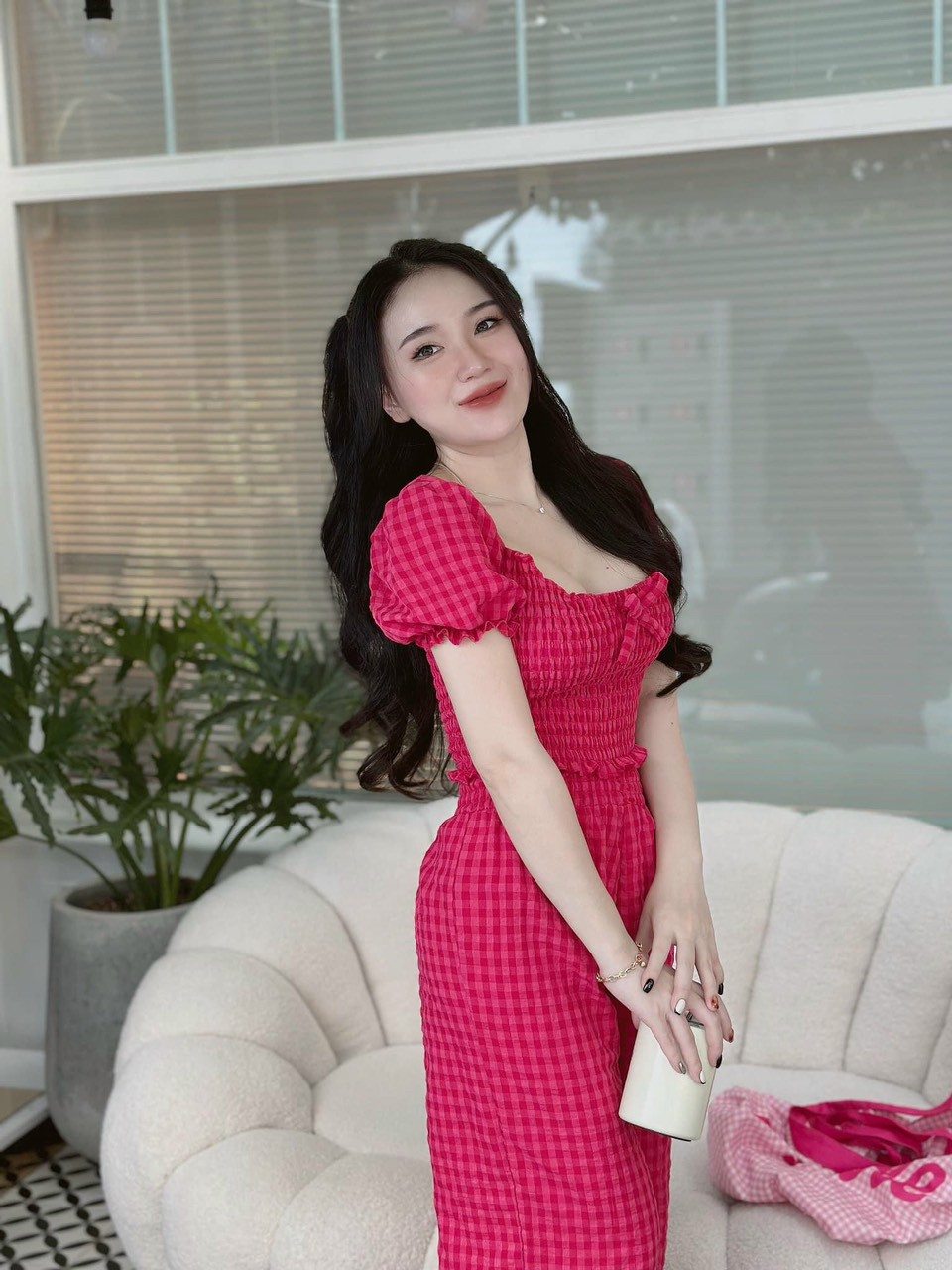 HOÀN TIỀN 15% - Set áo kiểu tay phồng caro bo chun tôn dáng và quần ống rộng viền bèo đồ bộ đũi xốp nữ dễ thương mẫu mới thích hợp mặc mùa hè thoáng mát