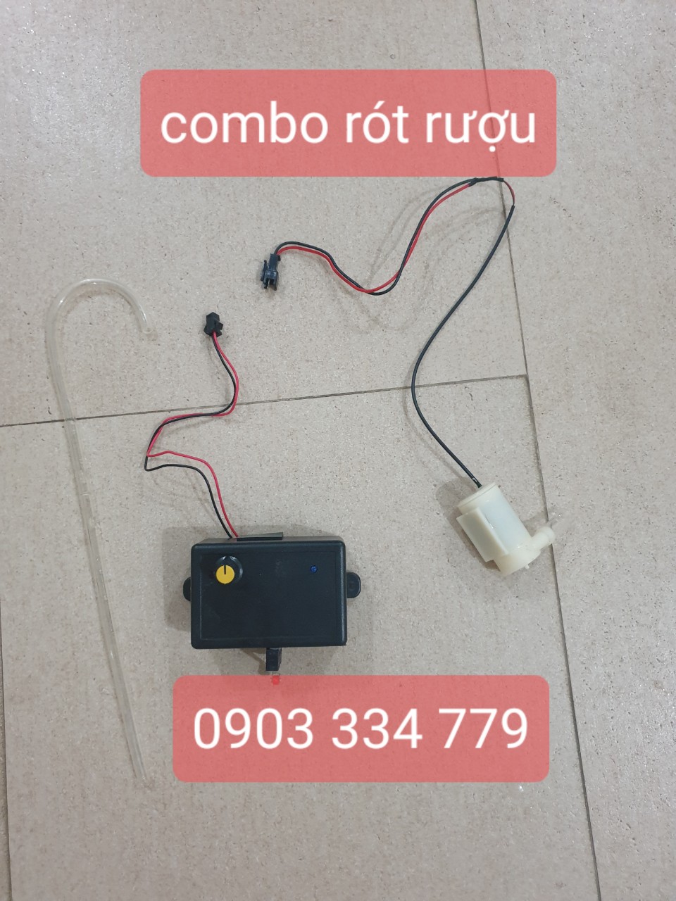 [đã HÀN sẵn như hình] Combo rót ruou bơm chìm công tắt hành trình