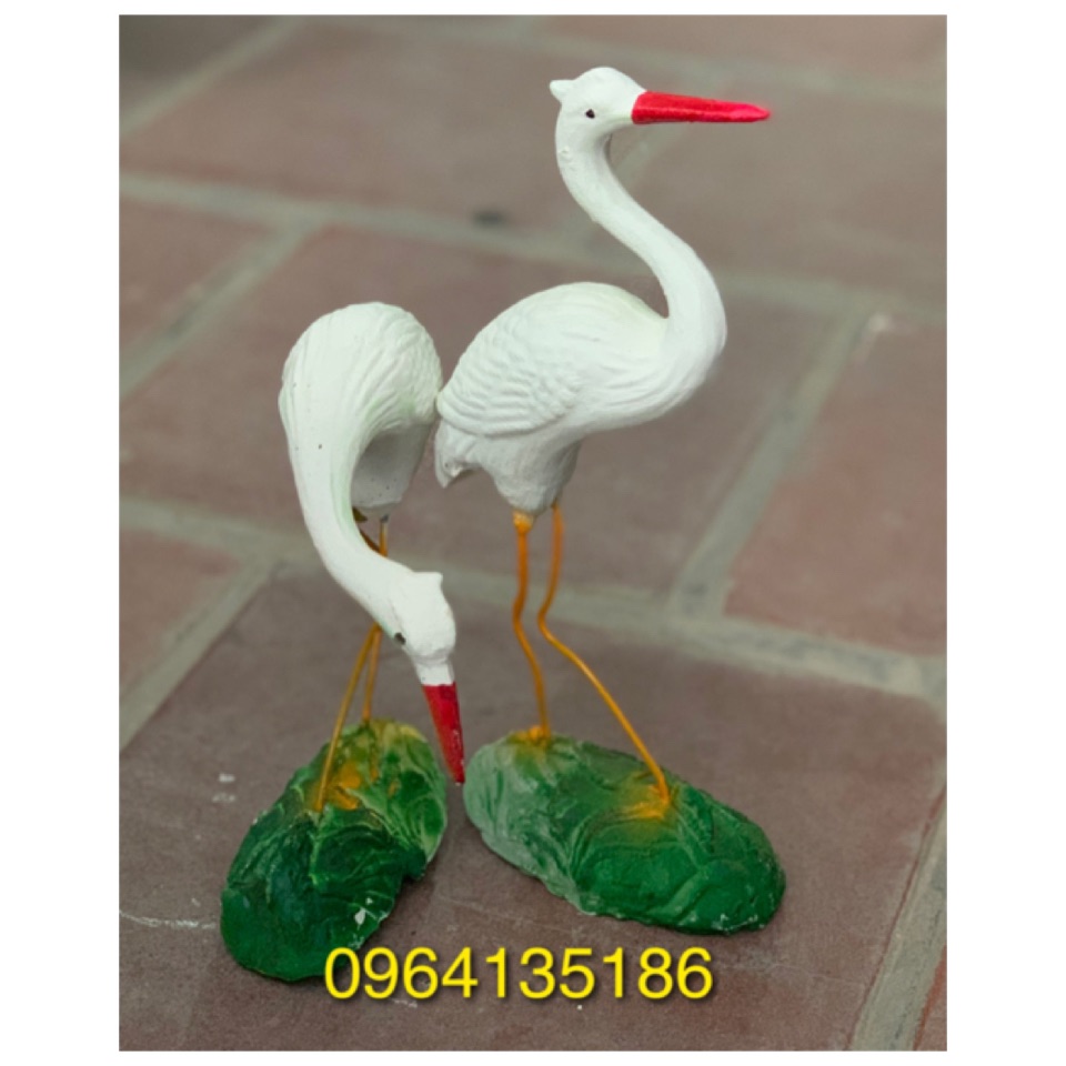 Tượng tiểu cảnh đôi cò mỏ đó gốm sứ Bát Tràng