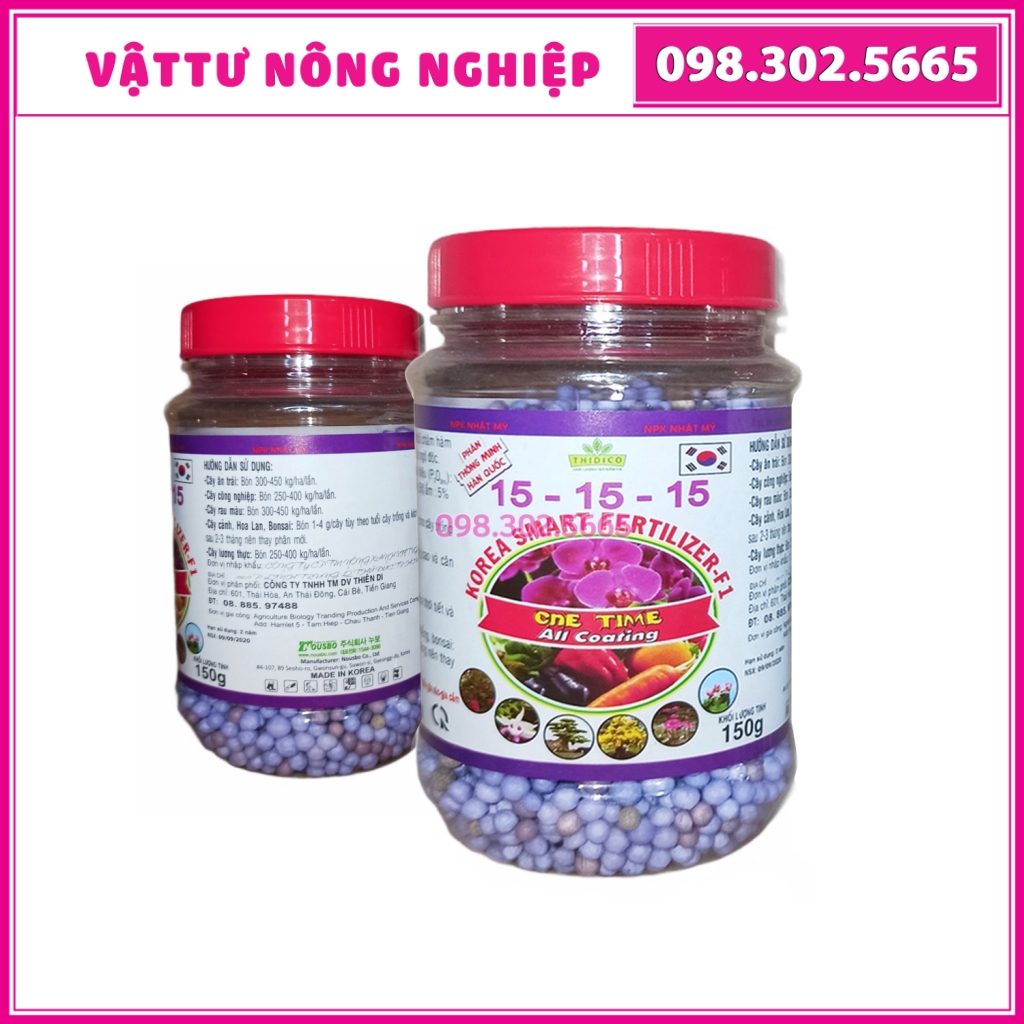 Lọ 150g Phân tan chậm thông minh hàn quốc NPK 15-15-15 giàu dinh dưỡng cho sự phát triển của hoa, cây cảnh