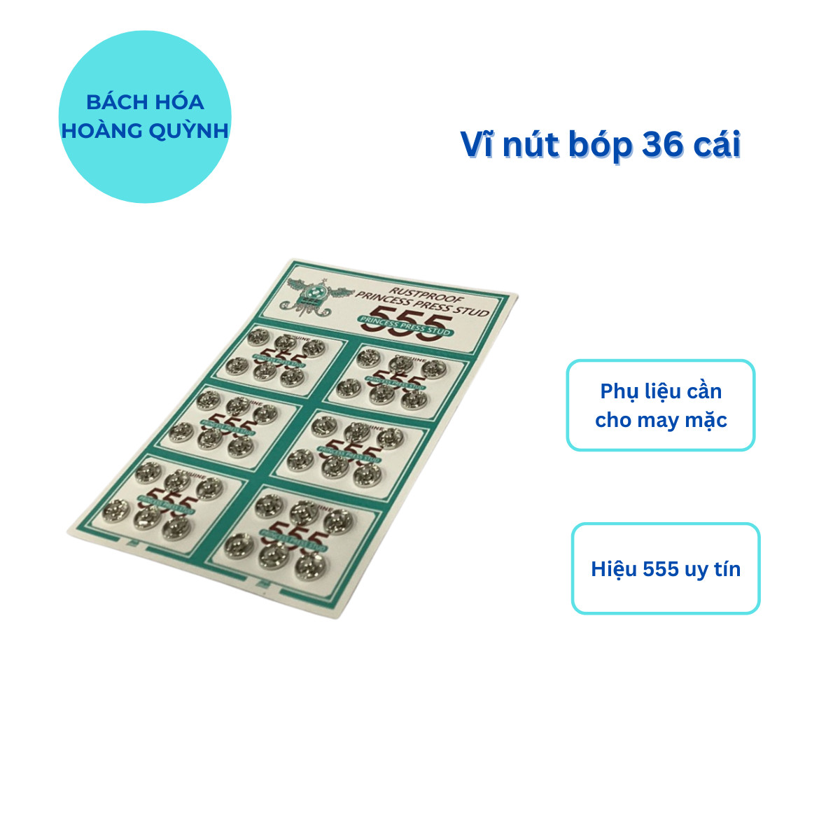 Nút bóp quần áo vĩ 36 nút hiệu 555.