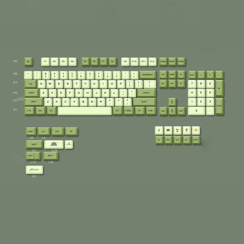 Bộ keycap pbt nút bàn phím cơ profile xda matcha, eva red