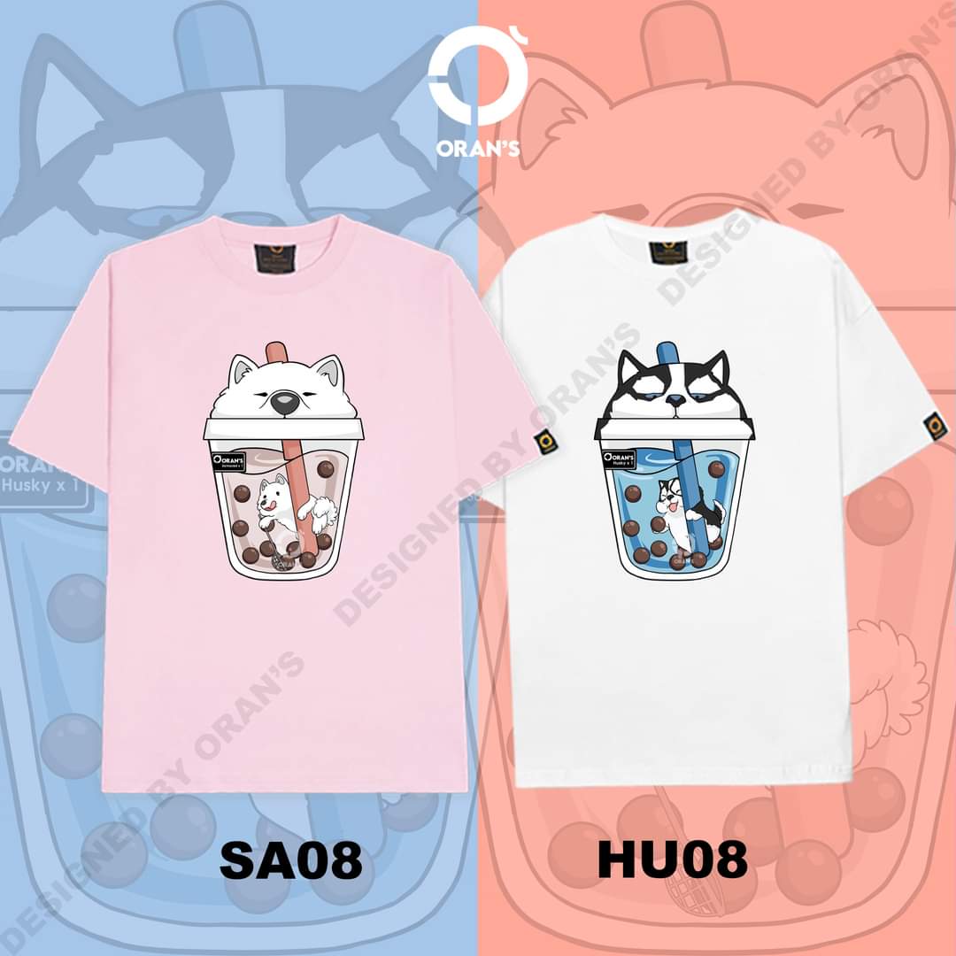 ÁO ĐÔI, SET ÁO ĐÔI IN NHIỆT HÌNH BOSS TRẮNG VÀ BOSS NGÁO CỰC CUTE