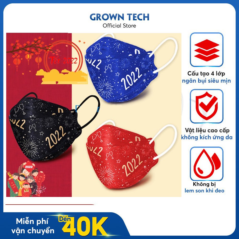 50 khẩu trang 4D KF94 Mask 4 chống lem son môi – Hàng cao cấp GrownTech