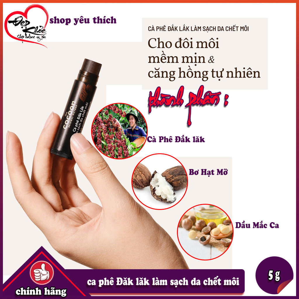 [HCM]Cà Phê Đăk Lăk Tẩy Da Chết Môi COCOON ( 5g )