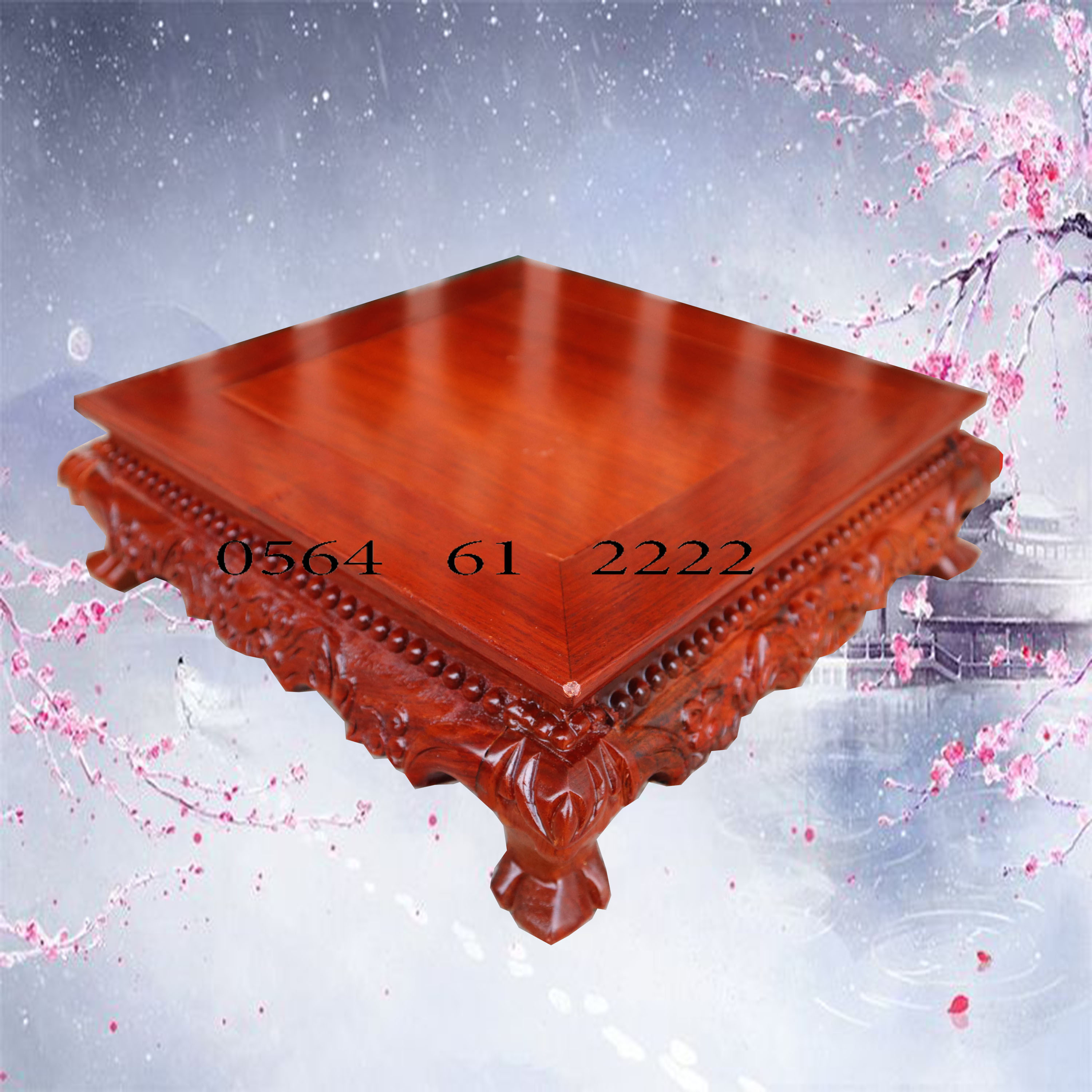 Đế chân quỳ kỷ rồng-Đôn kê tượng gỗ hương cao 8cm