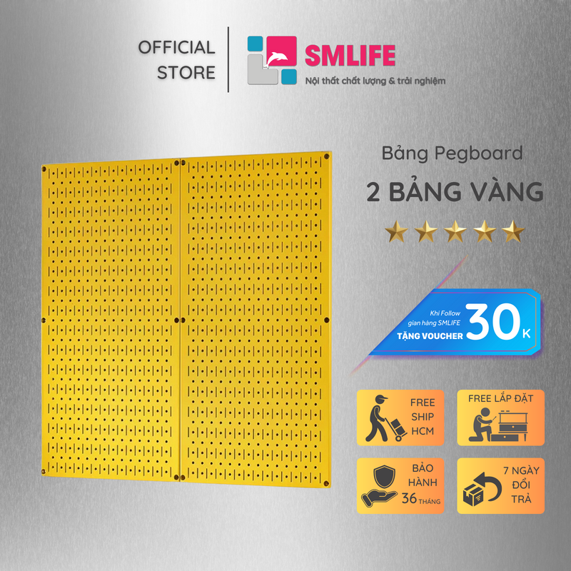Bộ 2 bảng treo dụng cụ pegboard đứng 80×40 – vàng